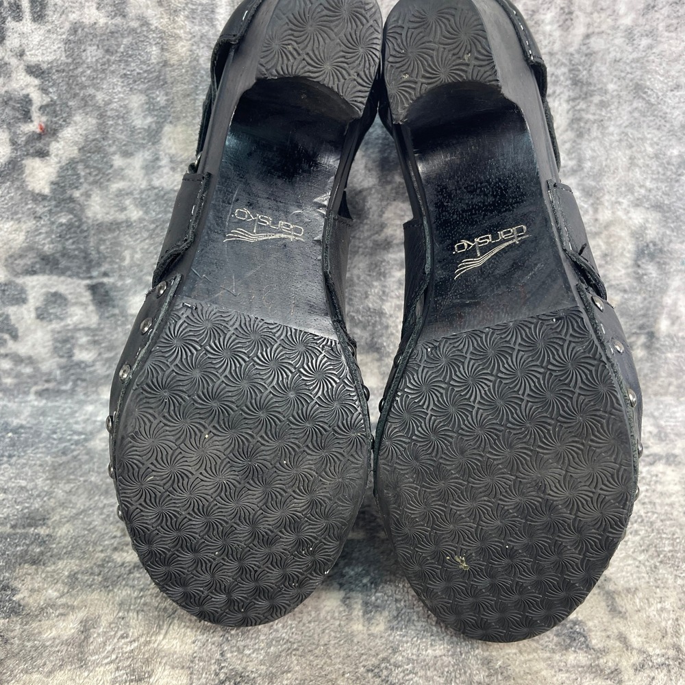 Dansko Womens 37 Ryder Clogs Black Leather Studded Western Block Heel Mules - Picture 9 of 13
